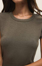 Load image into Gallery viewer, Z SUPPLY-RENAE RIB SHORT SLEEVE TOP IN KHAKI GREEN
