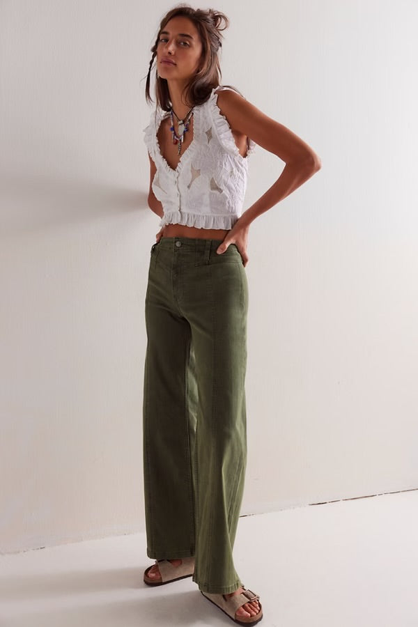 FREE PEOPLE-LIBRE WIDE LEG PANT IN THYME