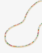 Load image into Gallery viewer, MELINDA MARIA-BABY NOT YOUR BASIC TENNIS NECKLACE GOLD-RAINBOW
