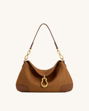 Load image into Gallery viewer, JW PEI-JAYLA FAUX SUEDE METAL PENDANT EMBELLISHED SHOULDER BAG
