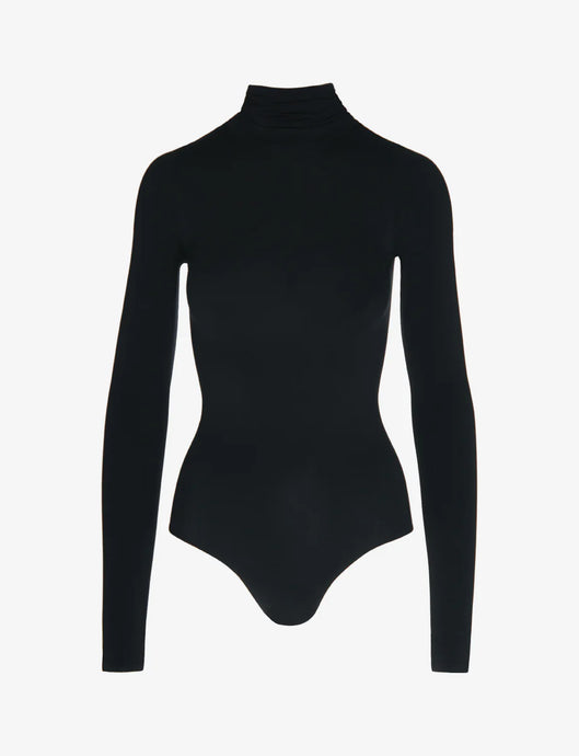 Commando-turtleneck Bodysuit With Thumbholes