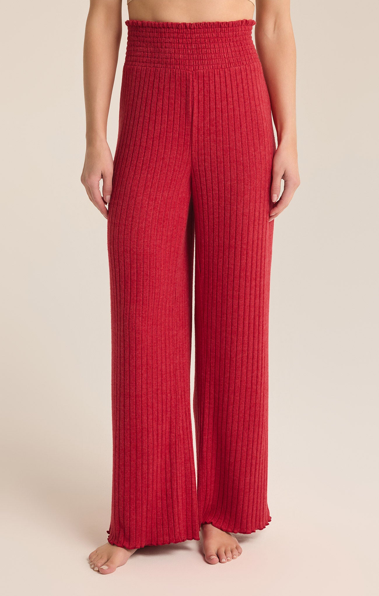 Z SUPPLY- DAWN SMOCKED RIB PANT RED