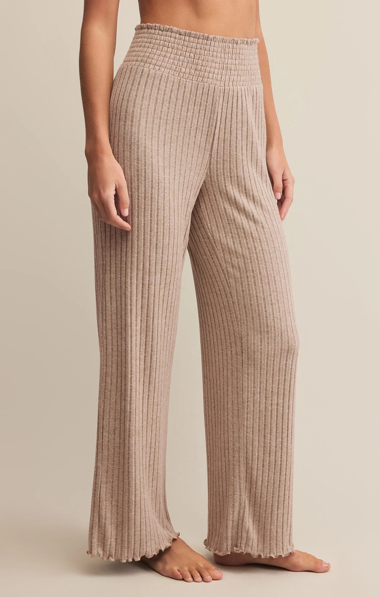 Z SUPPLY-DAWN SMOCKED RIB PANT PEBBLE MOON