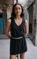 Z SUPPLY- SLOANE V NECK MINI DRESS BLACK