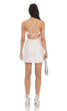 Load image into Gallery viewer, LUCY IN THE SKY-SATIN OPEN BACK SLIP DRESS IN WHITE

