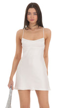 Load image into Gallery viewer, LUCY IN THE SKY-SATIN OPEN BACK SLIP DRESS IN WHITE
