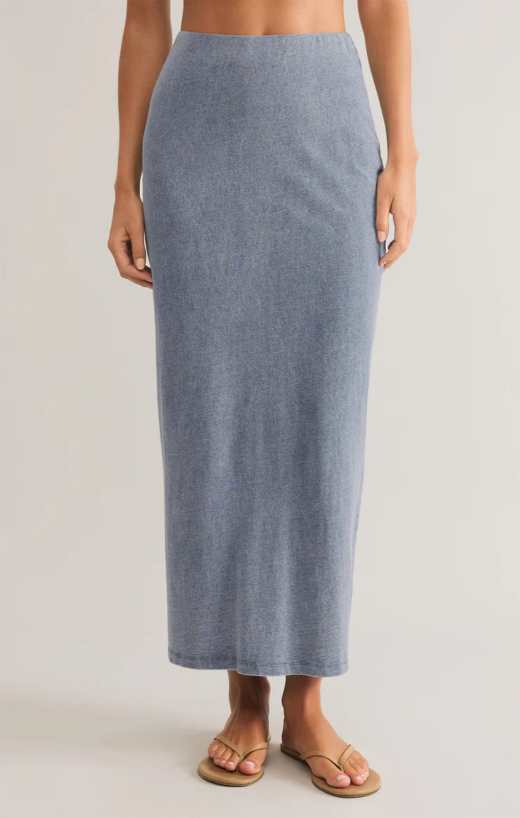 Z SUPPLY-GAIL JERSEY DENIM MIDI SKIRT