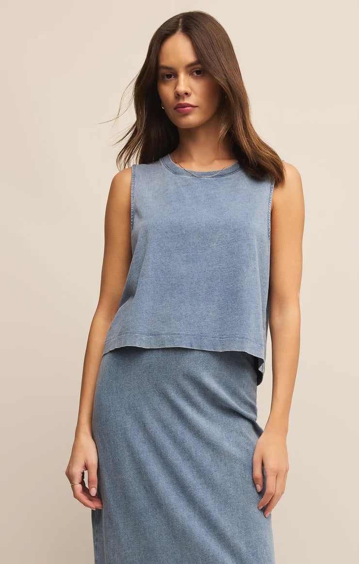 Z SUPPLY-SLOANE JERSEY DENIM MUSCLE TOP