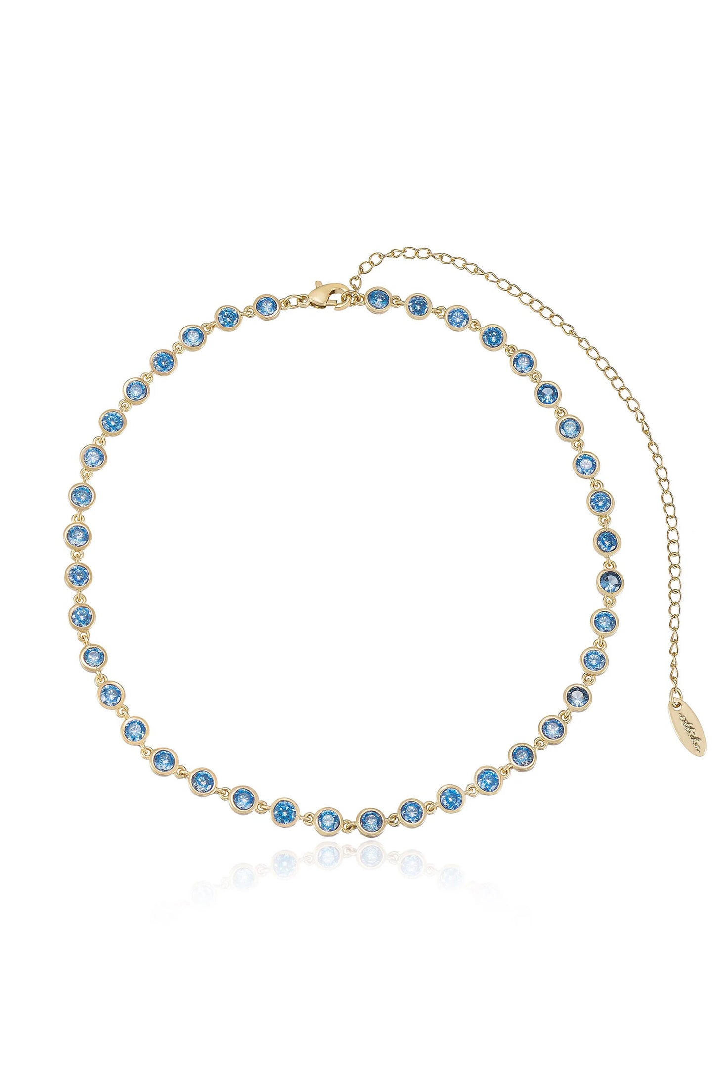 ETTIKA-AQUA CRYSTAL DISC AND LINK NECKLACE