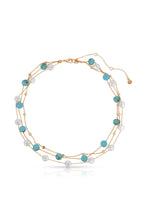 Load image into Gallery viewer, ETTIKA-DRESSED IN TURQUOISE AND PEARLS NECKLACE
