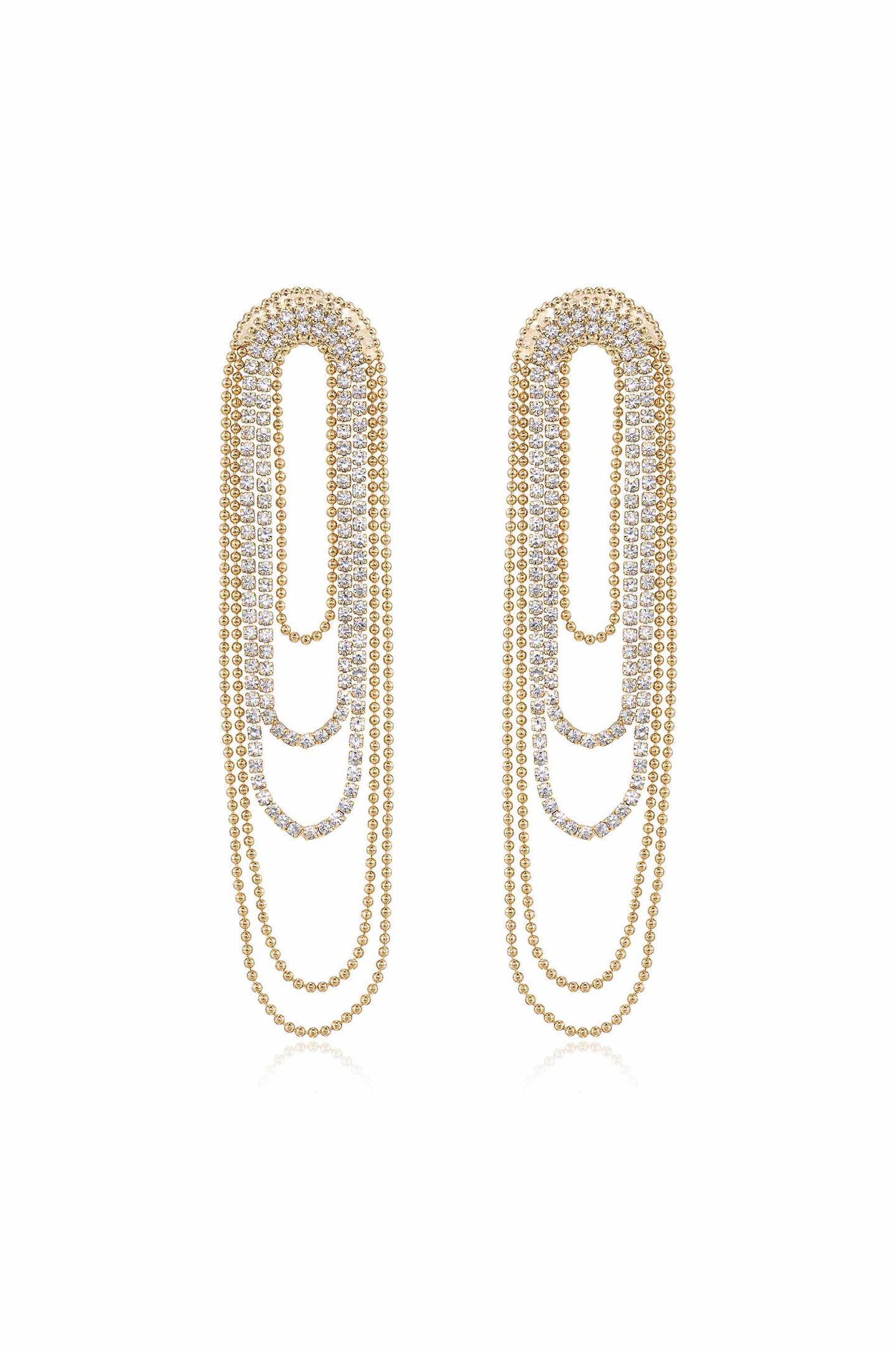 ETTIKA-CRYSTAL AND LOOP CHAIN EARRINGS