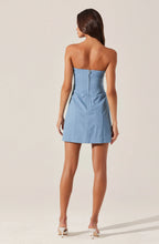 Load image into Gallery viewer, ASTR THE LABEL-MAZZEI STRAPLESS DENIM MINI DRESS
