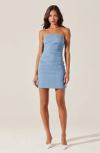 Load image into Gallery viewer, ASTR THE LABEL-MAZZEI STRAPLESS DENIM MINI DRESS
