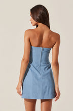 Load image into Gallery viewer, ASTR THE LABEL-MAZZEI STRAPLESS DENIM MINI DRESS
