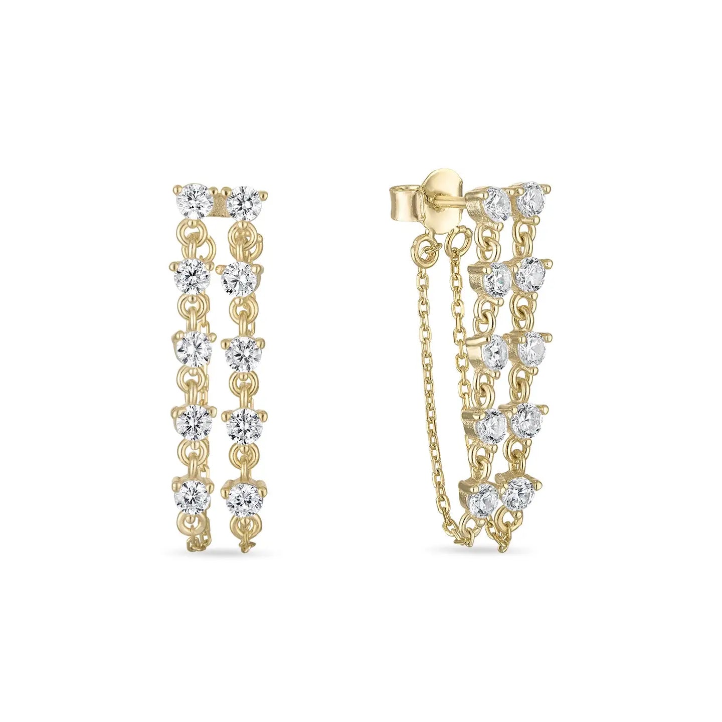 SKN-SIREN MULTI CHAIN STUD EARRINGS