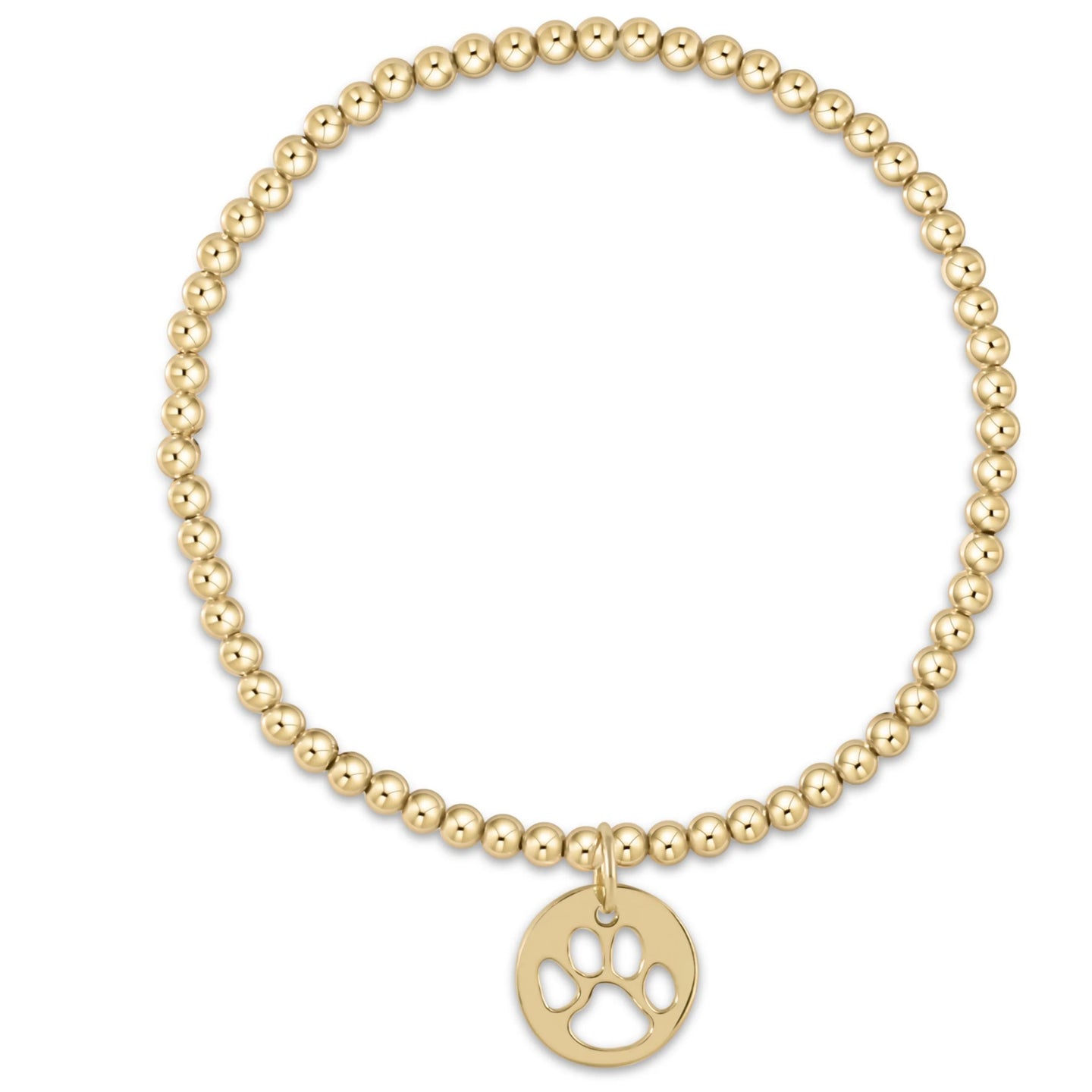 ENEWTON-CLASSIC GOLD 3MM BEAD BRACELET PAWPRINT GOLD DISC