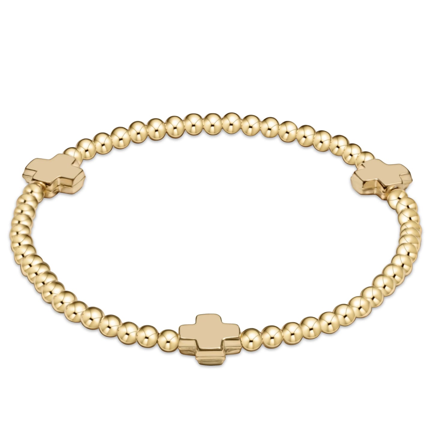 ENEWTON-SIGNATURE CROSS GOLD PATTERN 3MM BEAD BRACELET