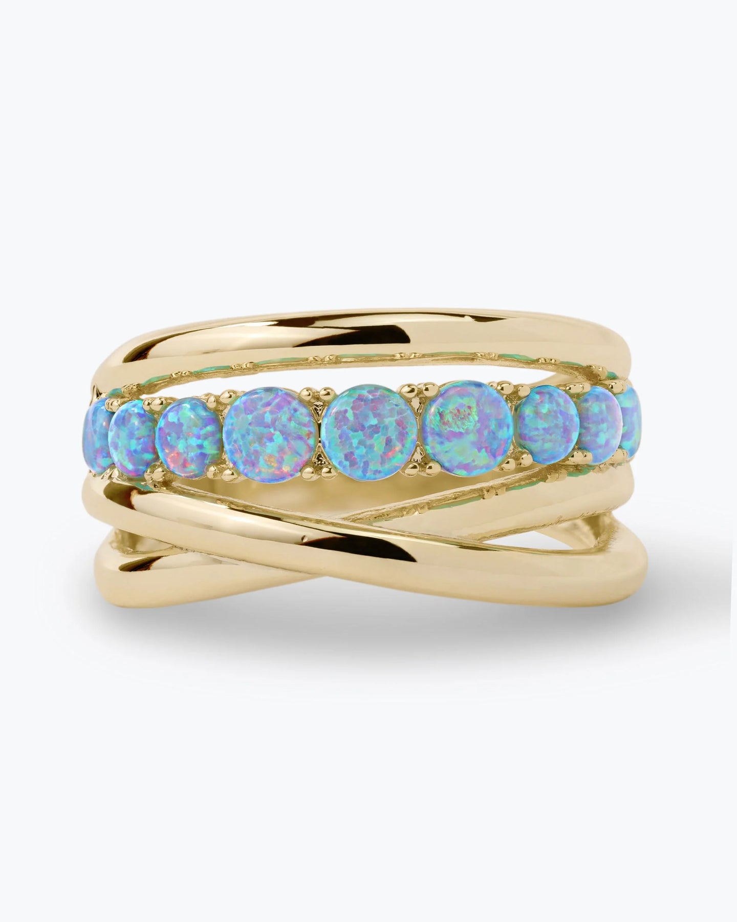 MELINDA MARIA-OH SHE FANCY STACKED BLUE OPAL RING