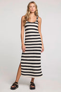 SALTWATER LUXE-MYAH BLACK AND WHITE STRIPED DRESS