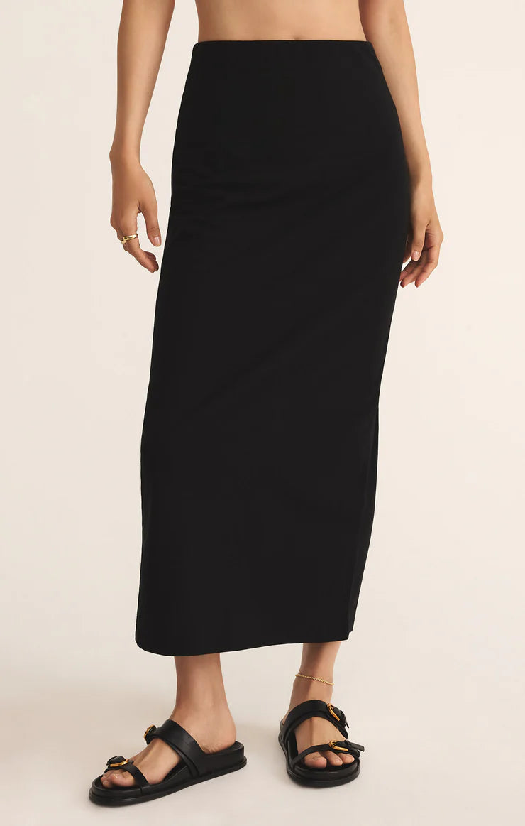 Z SUPPLY-GAIL MIDI SKIRT TRUE BLACK