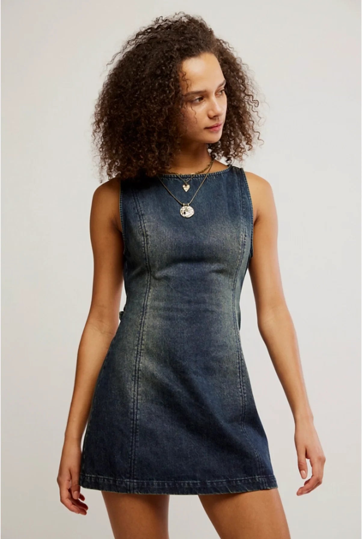 FREE PEOPLE-ATLAS DENIM MINI DRESS