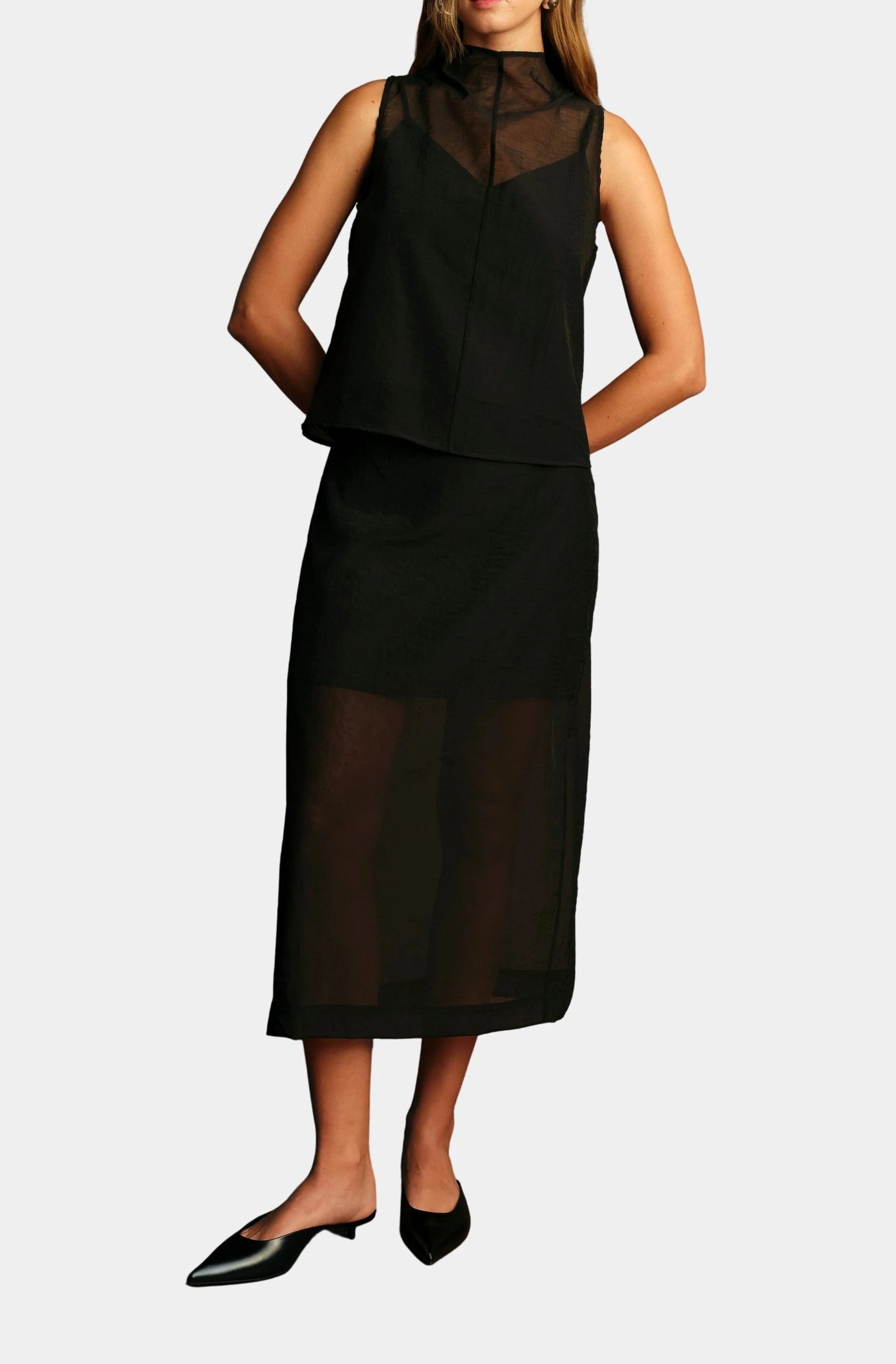 DELUC-HUGH SHEER SKIRT IN BLACK