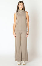 Load image into Gallery viewer, DEX/BLACK TAPE-ROLLED NECK SEAMED TOP IN ALMOND
