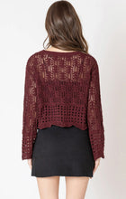 Load image into Gallery viewer, DEX/BLACK TAPE-OPEN STITCH WAVY HEM SWEATER IN WINE
