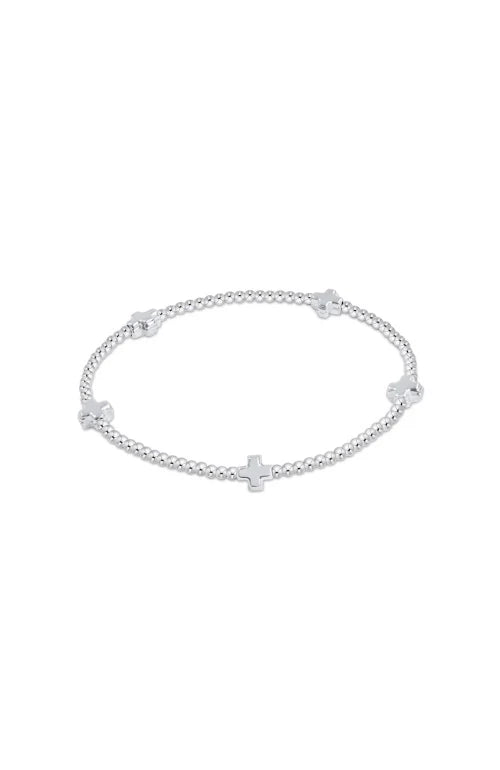 ENEWTON-SIGNATURE CROSS SMALL STERLING PATTERN 2MM BEAD BRACELET