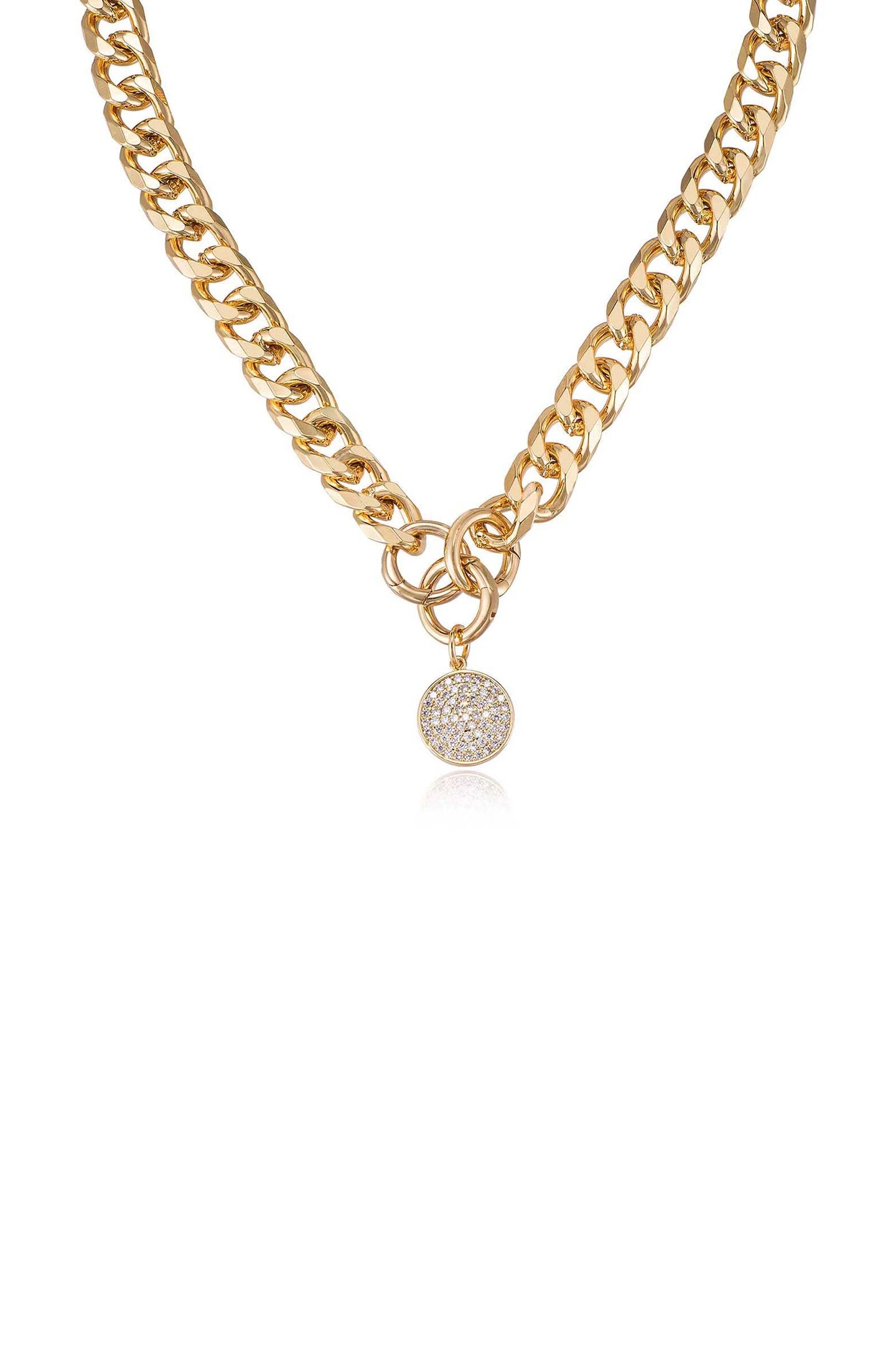 ETTIKA-CRYSTAL DISC CHARM AND CHAIN NECKLACE