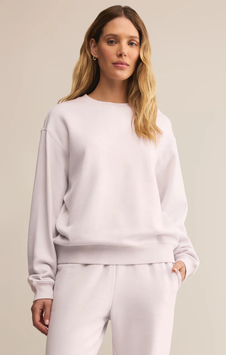 Z SUPPLY-BOYFRIEND COTTON SWEATSHIRT LAVENDAR ICE