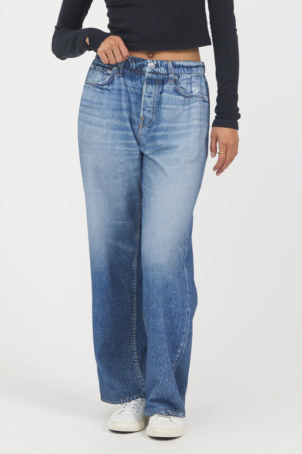 VINTAGE HAVANA-DENIM FLEECE WIDE LEG PANT