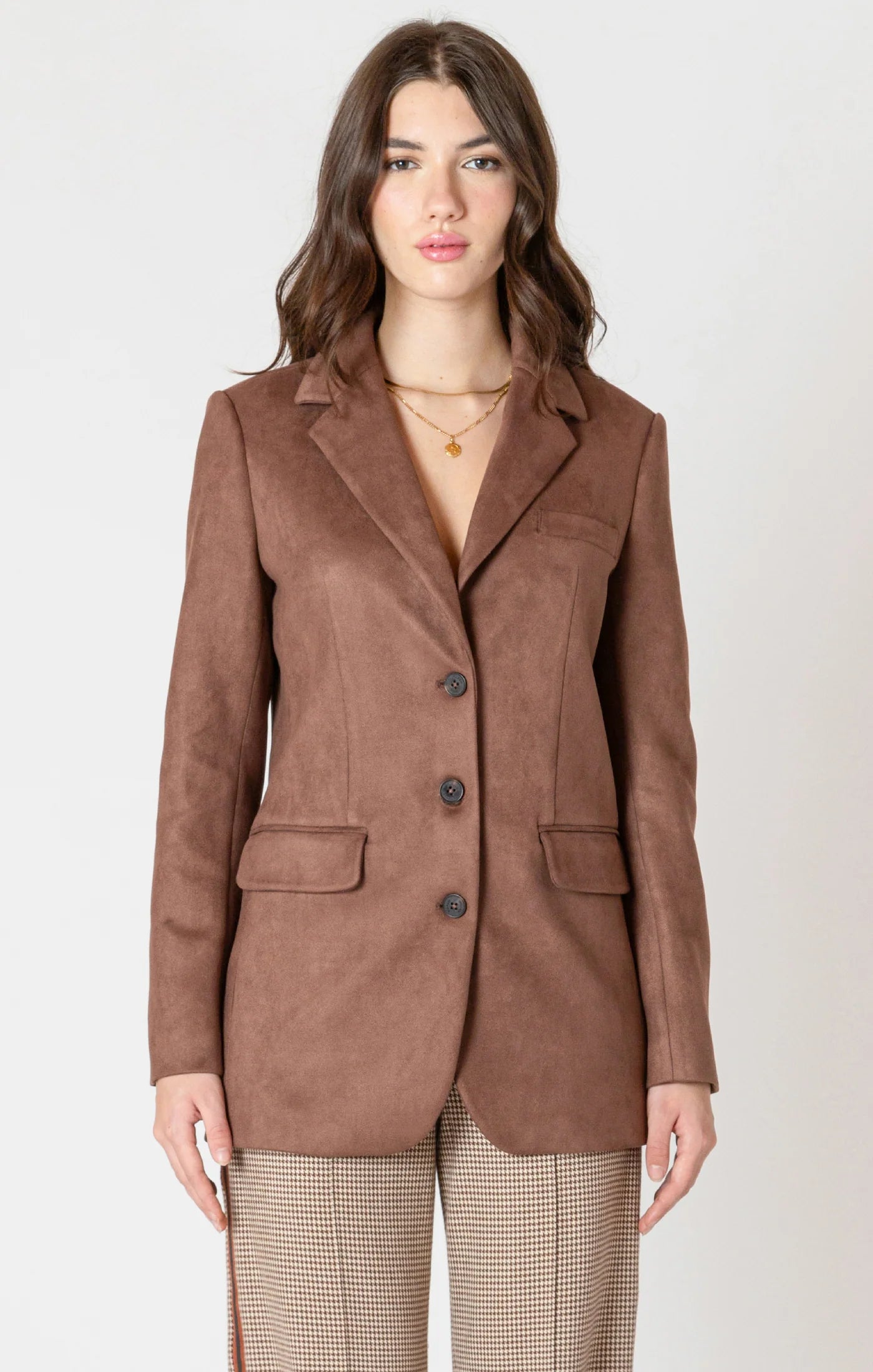 DEX-FAUX SUEDE CHOCOLATE BLAZER