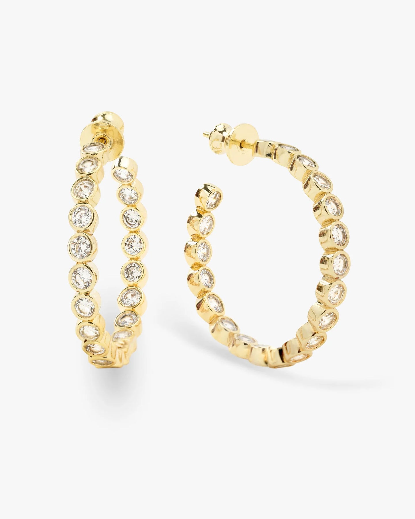 MELINDA MARIA-BARONESS “1.25” HOOPS GOLD WHITE