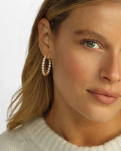 Load image into Gallery viewer, MELINDA MARIA-BARONESS “1.25” HOOPS GOLD WHITE
