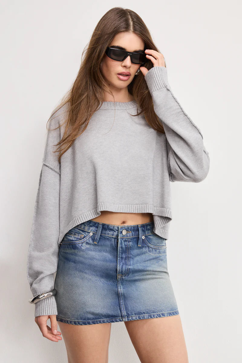 GOOD AMERICAN-COZY KNIT CREW NECK IN GREY