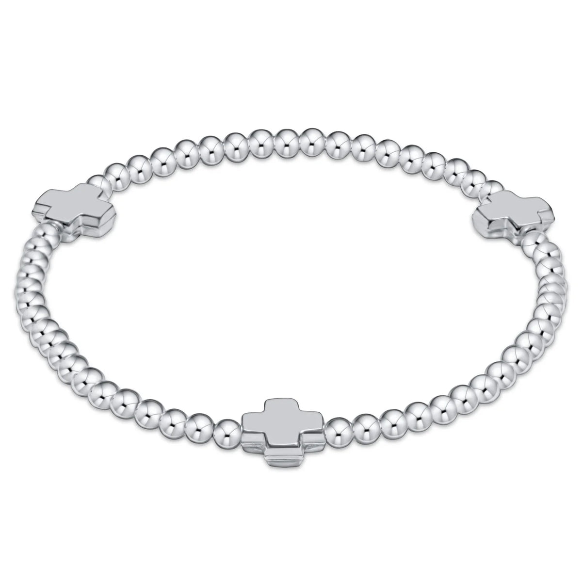 ENEWTON EXTENDS- SIGNATURE CROSS STERLING PATTERN 3MM BEAD BRACELET-STERLING