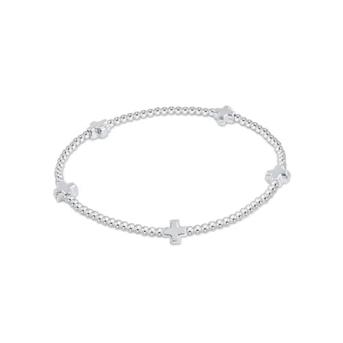 ENEWTON-SIGNATURE CROSS SMALL STERLING PATTERN 2MM BEAD BRACELET
