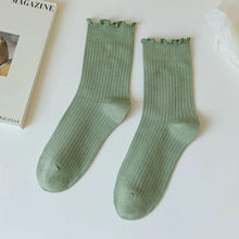 Load image into Gallery viewer, ACCITY-RUFFLE SOLID CREW SOCK
