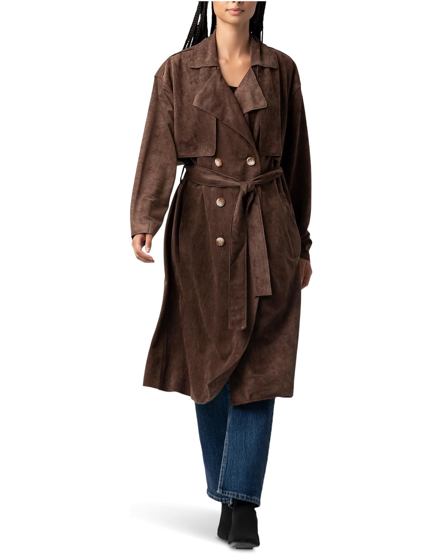 BLANK NYC-DOWN TO EARTH FAUX SUEDE TRENCH COAT