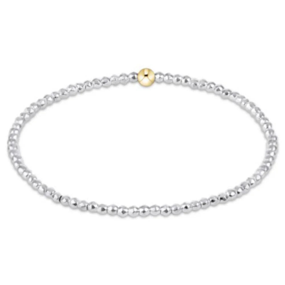 ENEWTON-BRIGHT SILVER FACETED HEMATITE 2MM BEAD BRACELET