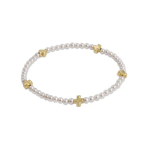 ENEWTON-SIGNATURE CROSS SMALL PEARL PATTERN 3MM BEAD BRACELET-GOLD
