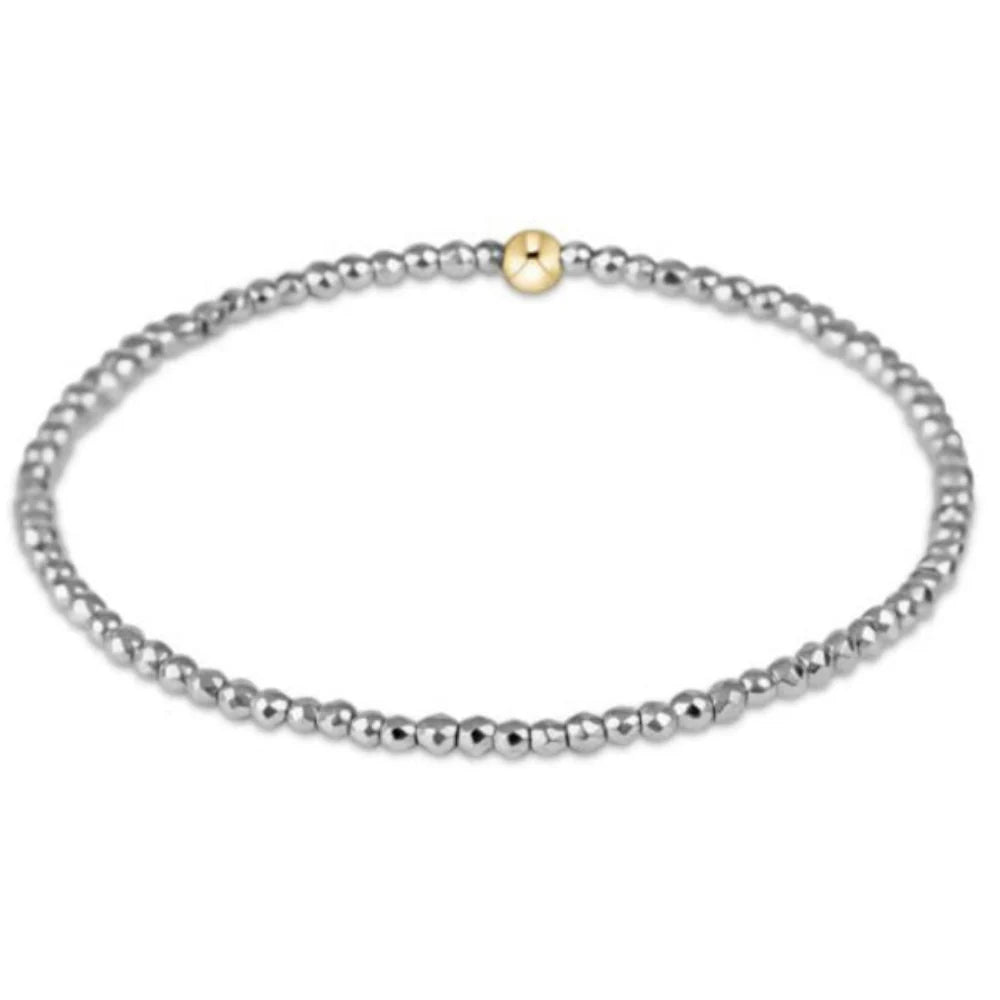 ENEWTON-SILVER FACETED HEMATITE 2MM BEAD BRACELET