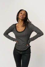 Load image into Gallery viewer, PROJECT SOCIAL T-JENA CONTRAST SCOOP NECK RIB LONG SLEEVE
