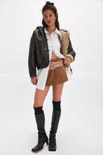 Load image into Gallery viewer, FREE PEOPLE-PARADISE FOUND SUEDE SKORT IN CARAMEL CAFE

