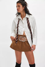 Load image into Gallery viewer, FREE PEOPLE-PARADISE FOUND SUEDE SKORT IN CARAMEL CAFE
