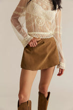 Load image into Gallery viewer, FREE PEOPLE-PARADISE FOUND SUEDE SKORT IN CARAMEL CAFE
