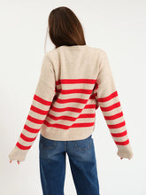 Load image into Gallery viewer, DAZE-CARLYLE RED OAT STRIPE SWEATER
