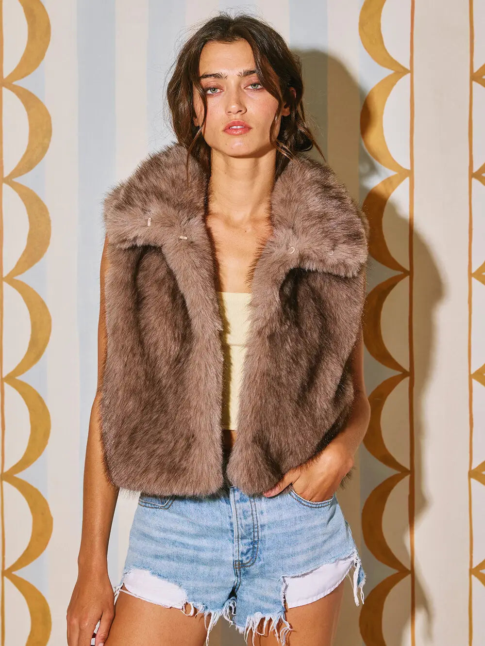 BUCKETLIST-ZIP UP FAUX FUR VEST