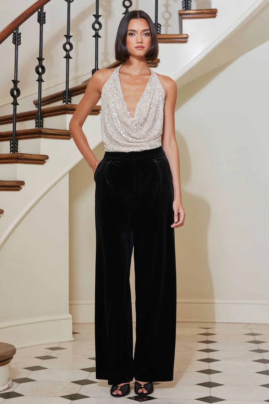 BISHOP + YOUNG-LUXE VELVET WIDE LEG PANT